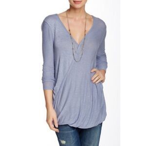 Free People Miss Rose Surplice‎ Knit Blue Top XS